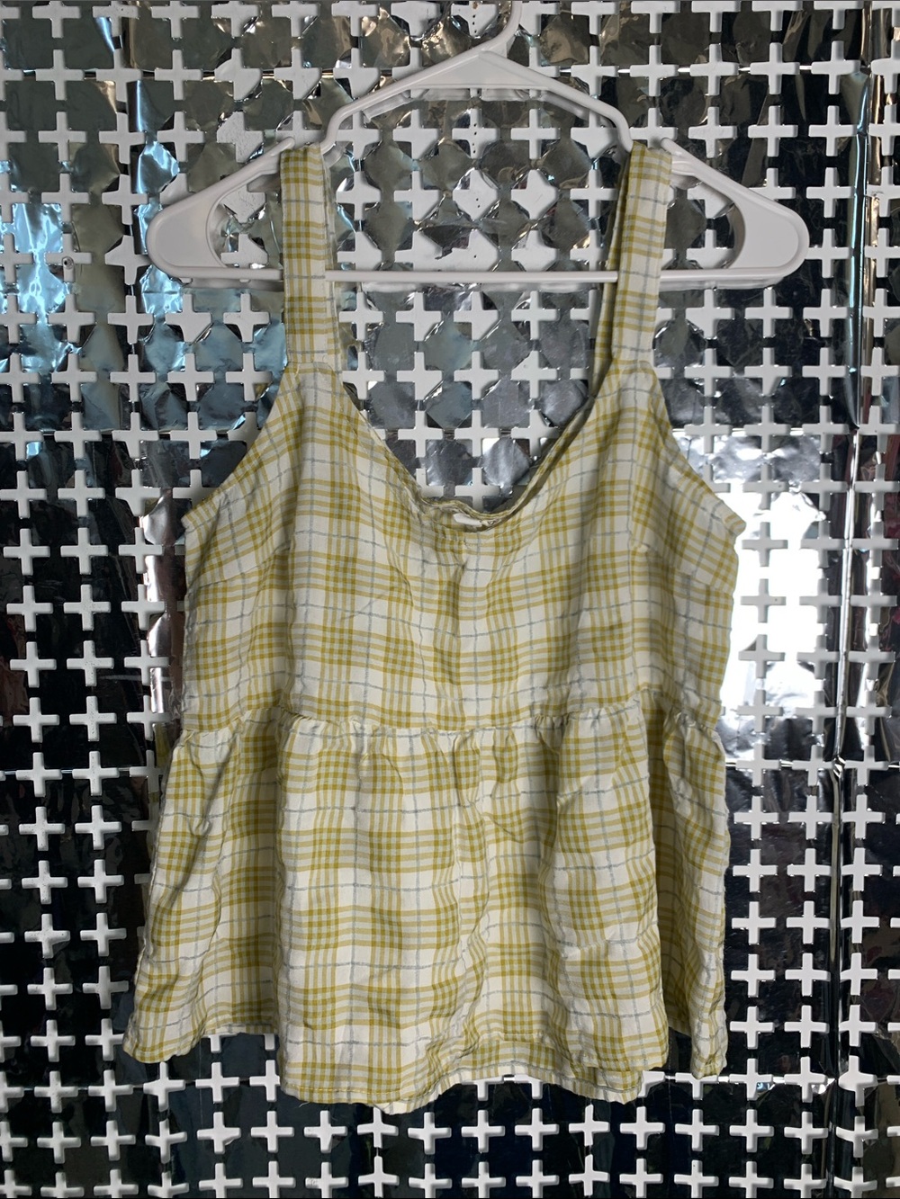 Blu Pepper Yellow-Green Plaid Tiered Camisole